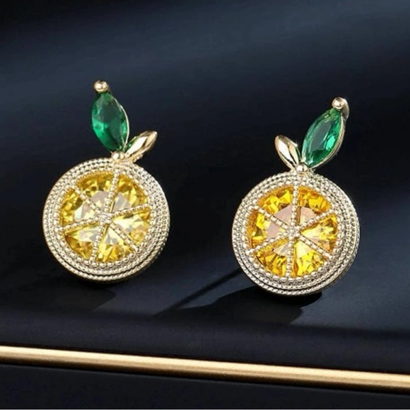 Cubic Zirconia Lemon Stud Earrings - Picture 2 of 4